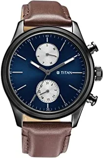Titan Men's Quartz Watch with Analog Display and Leather Bracelet 1805NL03