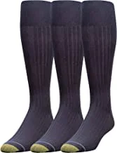 جوارب رسمية للرجال من Gold Toe Canterbury فوق ربلة الساق ، 3 أزواج ، أزرق ، 10-13