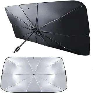 مظلة واقية من الشمس للسيارة من Kwak قابلة للطي وغطاء للنافذة الأمامية للسيارة واقي من الشمس ومظلة للأشعة فوق البنفسجية تحافظ على برودة السيارة (M (74x140CM))