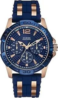 GUESS Iconic Blue Stainless Steel Stain Resistant Silicone Watch with Day