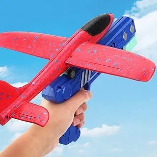 ECVV Airplane Toy, One-Click Ejection Model Foam Airplane with 1 Pack Large Throwing Foam Plane, Throwing Foam Plane with Launcher Toys, Flying Toy for Kids (Random)