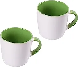 2-Piece Ceramic Mugs Set Each 350ml (White/Green)
