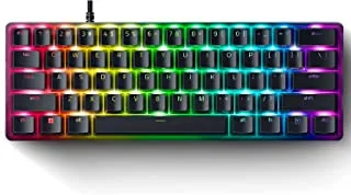 لوحة مفاتيح الألعاب الصغيرة Razer Huntsman: أسرع مفاتيح لوحة مفاتيح على الإطلاق ، مفتاح أحمر (مفاتيح بصرية خطية) ، إضاءة كروما آر جي بي ، Pbt Keycaps ، ذاكرة داخلية ، أسود كلاسيكي - Rz03-03390200-R3M1