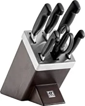 Zwilling 7-piece Self-sharpening Knife Block Set, Wooden Block, Knife and Scissors made of Special Stainless Steel/Plastic Handle, Four Stars, Ash