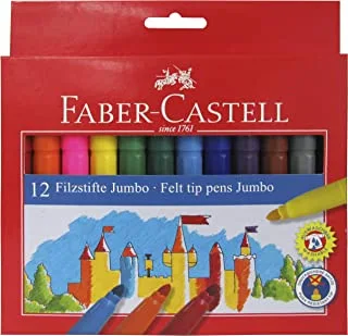 Faber-Castell مجموعة أقلام ألوان جامبو بأطراف ألياف قابلة للغسل من 12 قطعة