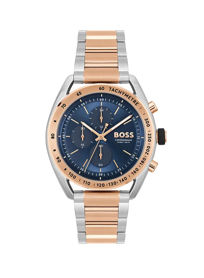 HUGO BOSS Men Chronograph Round Shape Stainless Steel Wrist Watch 44 mm