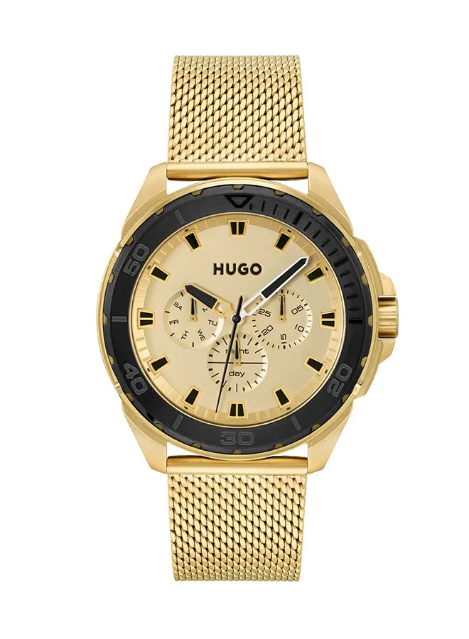 هوغو بوس ساعة يد فولاذية مقاومة للصدأ دائرية بعقارب 1530288 للرجال - 44 ملم