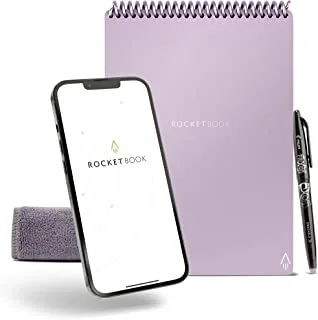 Rocketbook Smart Reusable Notebook, Flip Executive Size Spiral Notebook, Lightspeed Lilac, (6