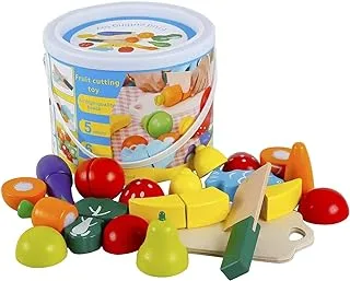 Mumoo Bear Wooden Kitchen Toys Cutting Fruits Vegetables Colorful Pretend Play Baby Puzzle Toys Children Early Educational Magic Stickers