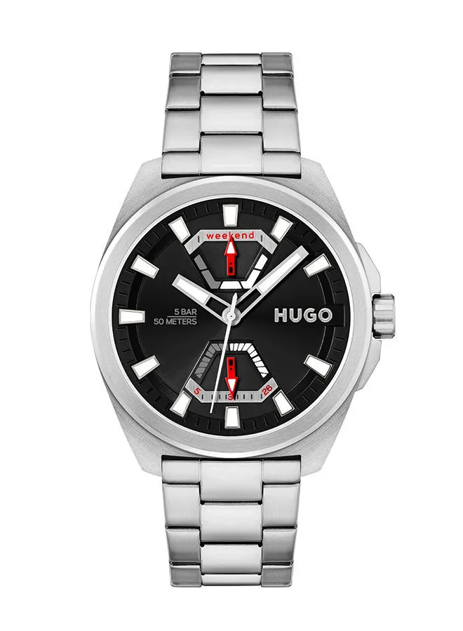 هوغو بوس ساعة يد بعقارب دائرية من الفولاذ المقاوم للصدأ 1530242 للرجال - 44 ملم