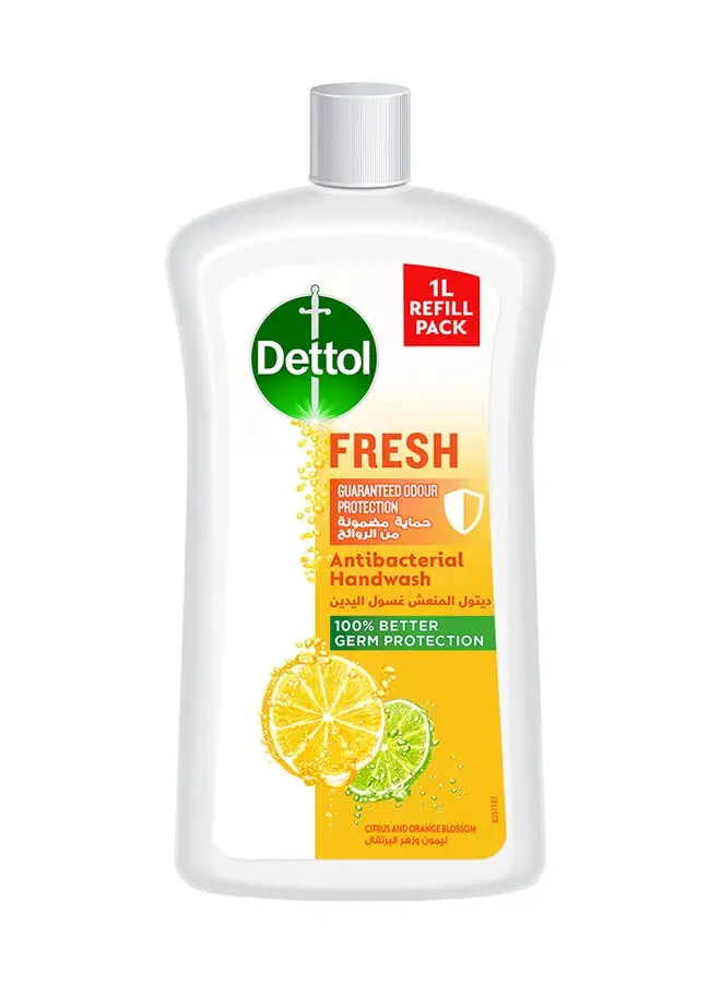 Dettol Fresh Handwash Liquid Soap Refill Citrus And Blossom Fragrance Orange Orange 1Liters