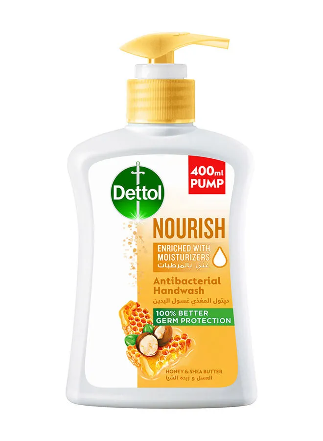 Dettol Nourish Handwash Liquid Soap Pump Honey And Shea Butter Fragrance 400ml