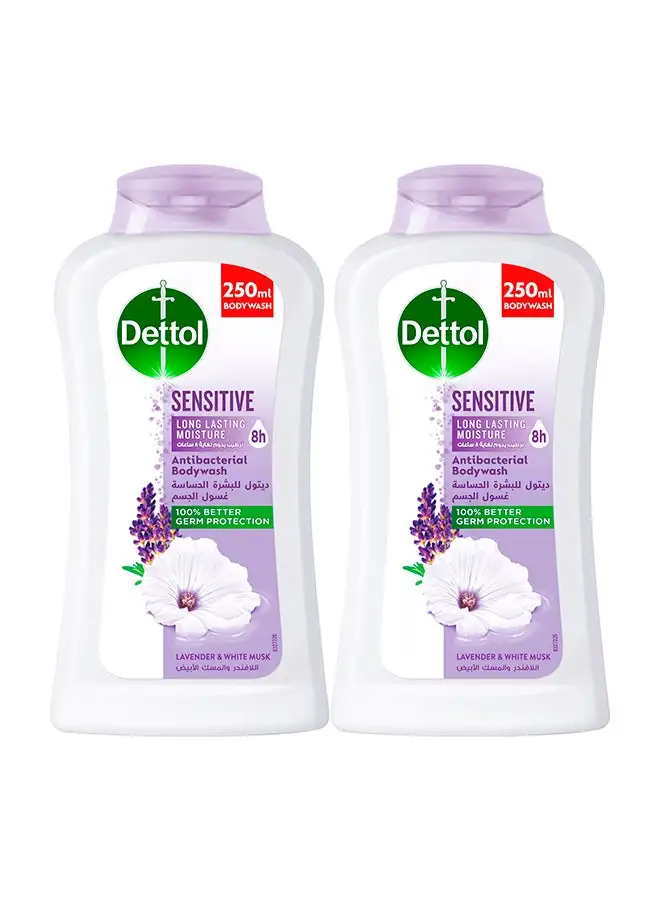 Dettol Sensitive Anti Bacterial Body Wash Lavender & White Musk Fragrance pack of 2 250.0ml