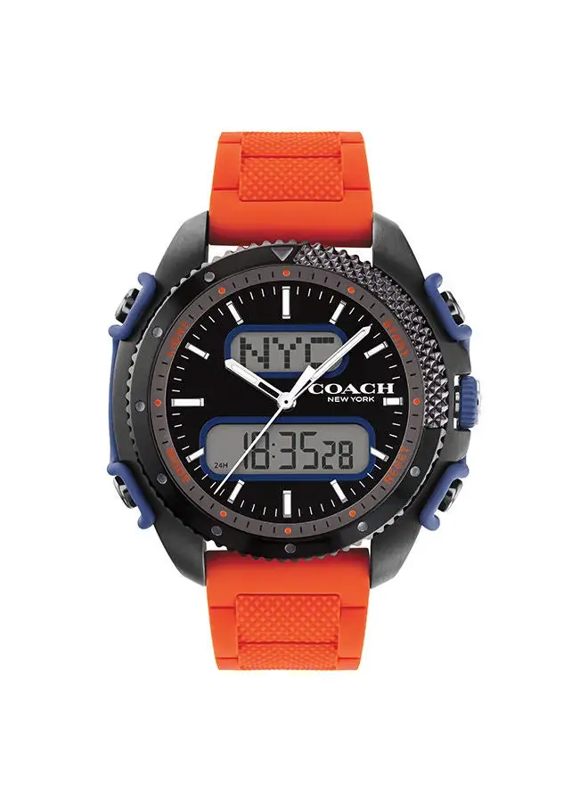 COACH Men's Analog Round Silicone Wrist Watch 14602507 - 46.5 mm