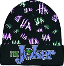 Concept One Dc Comics The Joker Beanie Hat, Knitted Cuffed Winter Skull Cap, Black, One Size