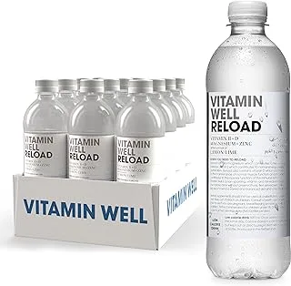 Vitamin Well Reload Lemon/Lime Vitamin B + D Magnesium + Zinc (VW RELOAD 500ML, Pack of 12)