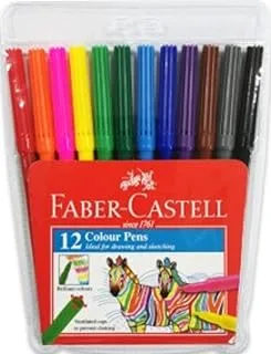 Faber-Castell مجموعة أقلام ملونة بأطراف ألياف قابلة للغسل من 12 قطعة