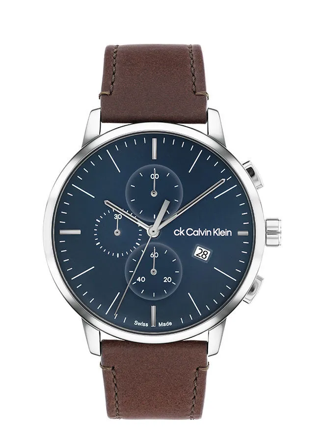 CALVIN KLEIN Men's Analog Round Leather Wrist Watch 25000040 - 44 mm