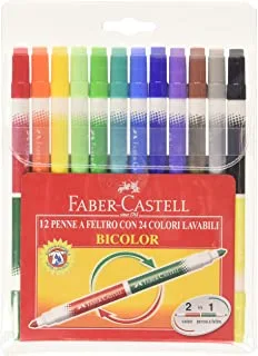 Faber-Castell Fiberpen Washable 24 colors, Double Ended, Multicolor