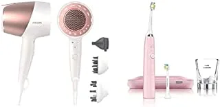 Philips Bhd827/60 Hair Dryer Prestige and Philips Sonicare Diamond Clean Electric Toothbrush Pink - HX9362/67