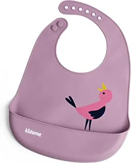 Kidsme Silicone Easy Clean Bib-for baby boy (from 9 months and above)-Plum