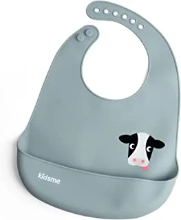 Kidsme silicone Easy Clean Bib- for baby boy - (from 6 months and above)- Azure