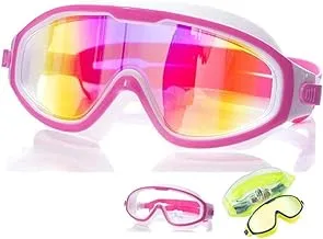 Joyzzz Kids Swim Goggles, No Leak Swimming Goggles, Anti-Fog and Anti-UV Wide View Swim Goggles for Kids 5-13, Soft Silicone Frame Adjustable Strap Swimming Goggles with earplugs