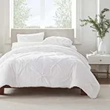 SERTA Simply Clean Ultra Soft 2 Piece Hypoallergenic Stain Resistant Pleated Duvet Cover Set, Twin/Twin XL, White