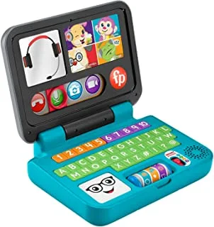 ​Fisher-Price Laugh & Learn Let's Connect Laptop - UK English Edition, electronic toy with Smart Stages learning content for infants and toddlers