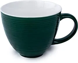 Shallow 380ml Porcelain wide Mug - 10x9cm Dark Green