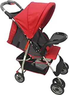 MOON Bezik One Hand Fold Travel Stroller/Pram Suitable for Newborn/Infant/Baby/Kids with Dual Tray| Leg Rest | Multi-Postion Reclining Seat Suitable For 0 Months+ (Upto 24 Kg) -Fire Red