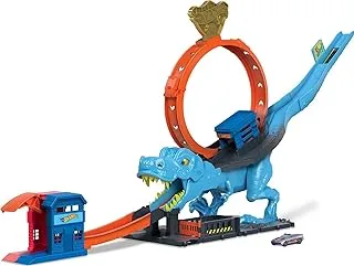 Hot Wheels City T-Rex Loop and Stunt Playset, Track Set with 1 Toy Car