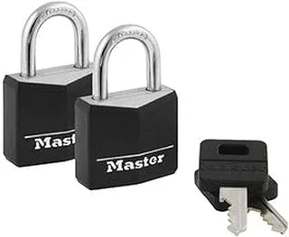Masterlock ® Solid Body Locklock -3 / 16in (30mm) قفل جسم صلب مغطى عريض ؛ 2 حزمة