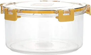 Royalford 550 ML Round Airtight Container With A Lid-RF11254 Plastic Container With A Silicone Sealing Ring Fitted Lid Transparent Storage Container, Yellow