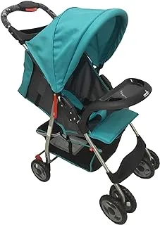 MOON Bezik One Hand Fold Travel Stroller/Pram Suitable for Newborn/Infant/Baby/Kids with Dual Tray| Leg Rest | Multi-Postion Reclining Seat Suitable For 0 Months+ (Upto 24 Kg) -Sea Blue