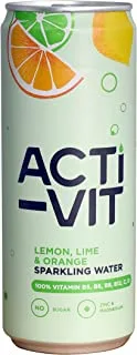 Acti-Vit Lemon Lime and Orange Flavour Sparkling Flavoured Vitamin Water Cans 330 ml