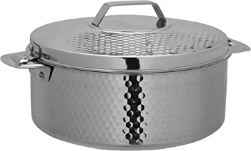 Royalford Reeva Hammered Double Wall Stainless Steel Hot Pot, RF10537 Firm Twist Lock Strong Handles