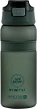 زجاجة مياه من رويال فورد 700 مل- زجاجة بلاستيكية RF11116 بغطاء بزر ضغط زجاجة مياه بتصميم أنيق للمدرسة غير سامة وصديقة للبيئة قطعة واحدة خضراء