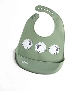 Kidsme Silicone Easy Clean Bib-for baby boy - (from 6 months and above) Olive