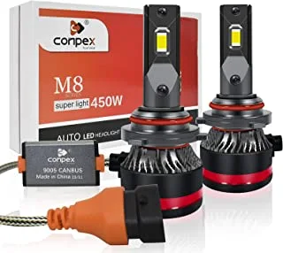 Conpex 9005/HB3 LED Headlight Bulbs, 90W 12000 Lumens High Beam LED Headlights Conversion Kit Low Beam 6500K White IP68 Waterproof, Pack of 2 (9005)