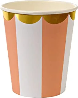 Meri Meri Toot Sweet Stripe Party Cups 8 Pieces, 260 ml Capacity, Orange