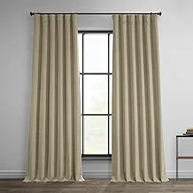 HPD Half Price Drapes Faux Linen Room Darkening Curtains - 96 Inches Long Luxury Linen Curtains for Bedroom & Living Room (1 Panel), 50W X 96L, Thatched Tan