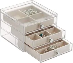 iDesign Plastic 3 Jewelry Box, Compact Storage Organization Drawers Set for Cosmetics, Hair Care, Bathroom, Dorm, Desk, Countertop, Office, 6.5