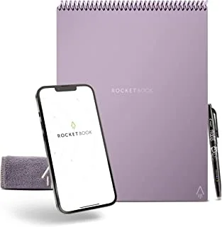 Rocketbook Smart Reusable Notebook, Flip Letter Size Spiral Notebook, Lightspeed Lilac, (8.5