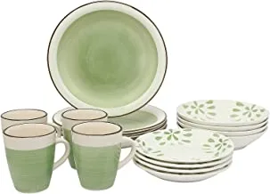 Trust Pro Ceramic Hand Painted Dinner Set, 16 Pieces, Green