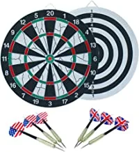 Professional Dartboard Game Set For Family, Friends, Couples, Colleagues And Tournaments, High Quality 17 Inch Dart Board With 6 High Quality Darts In 2 Design, Double Sided Game For More Fun