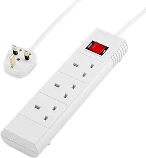 Lawazim Heavy Duty 3 Way Extension cord Electrical Socket Outlet with on/off buttons Surge Protection Plug with safety shutter 2990W | 3 Meters | 13A Fused Plug