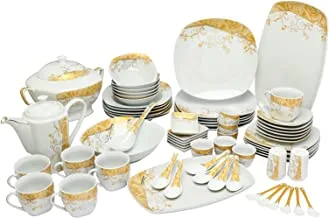 Dove Porcelain Dinner Set, 70 Pieces, White/Orange