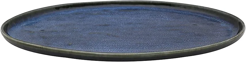 Trust Pro Oven Dish Porcelain Ovel Flat Bowl, 12 Pieces, 18 cm, Blue