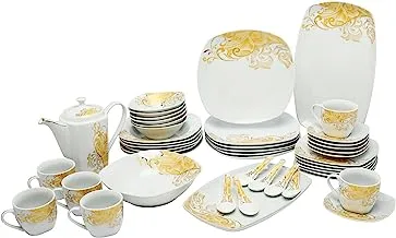 Dove Porcelain Dinner Set, 47 Pieces, Gold/White